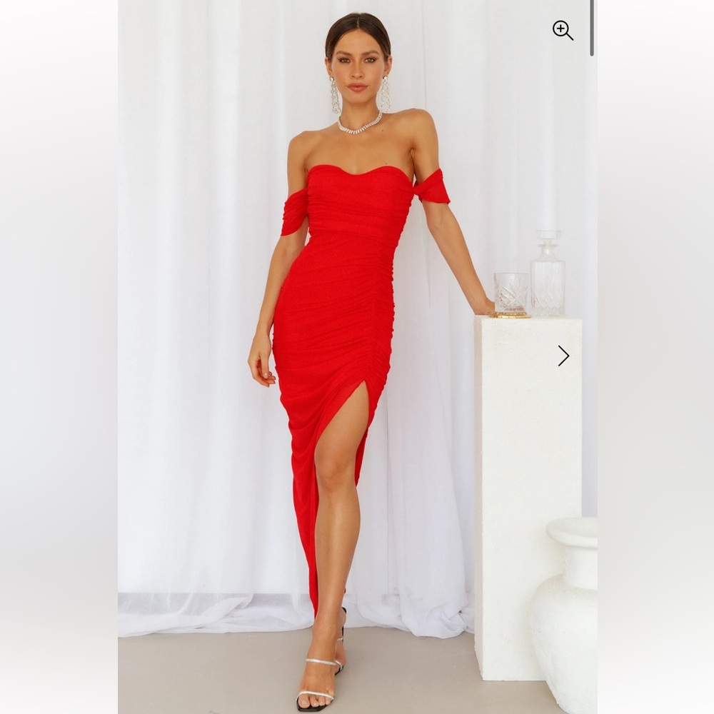 Elegant Off-Shoulder Red Dress